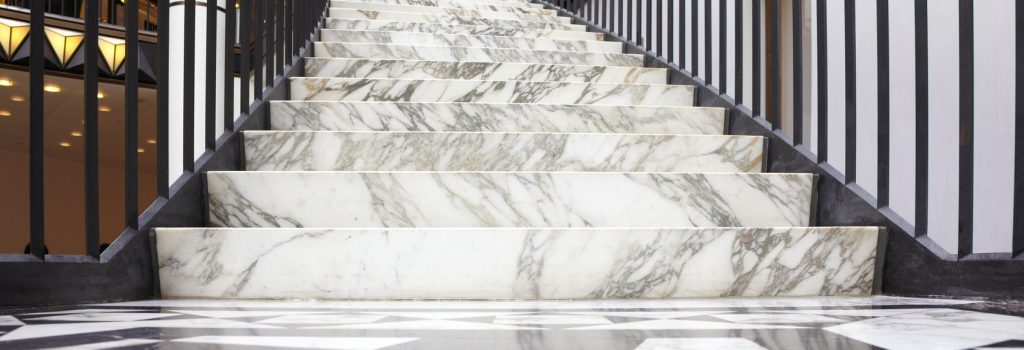 White marble staircase White marble stair in luxury shopping mall